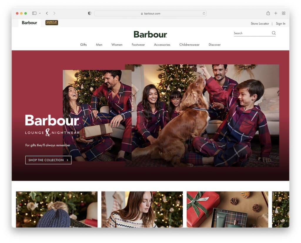 Beispiel für eine Magento-Website von Barbour