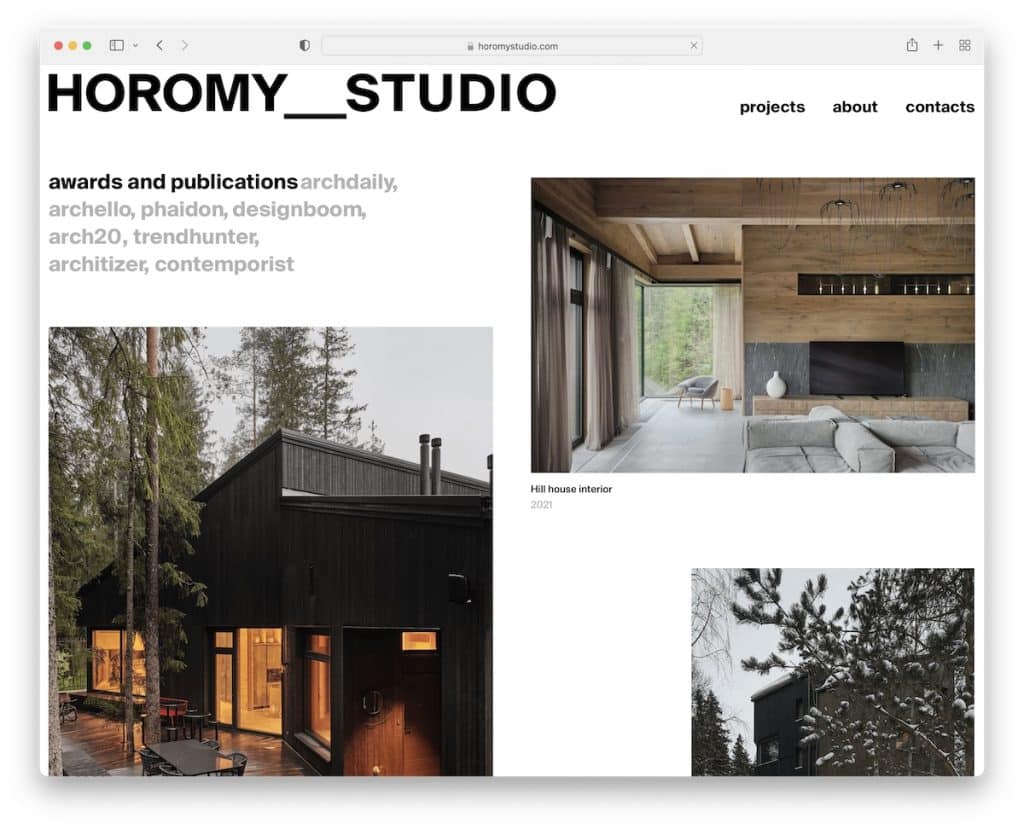 witryna firmy Horomy Studio Tilda