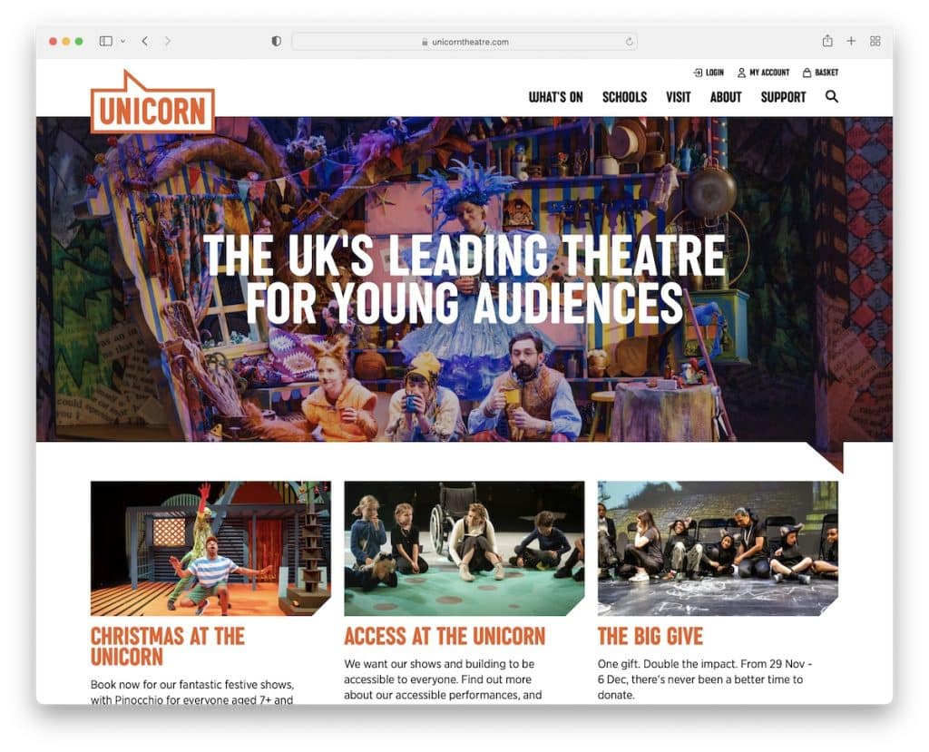 sito web del teatro dell'unicorno