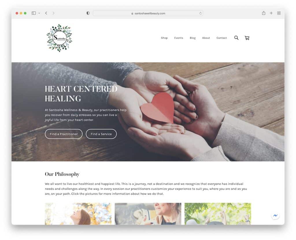 Santosha Wellness- und Beauty-Spa-Website