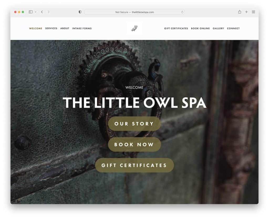 el sitio web del spa del pequeño búho