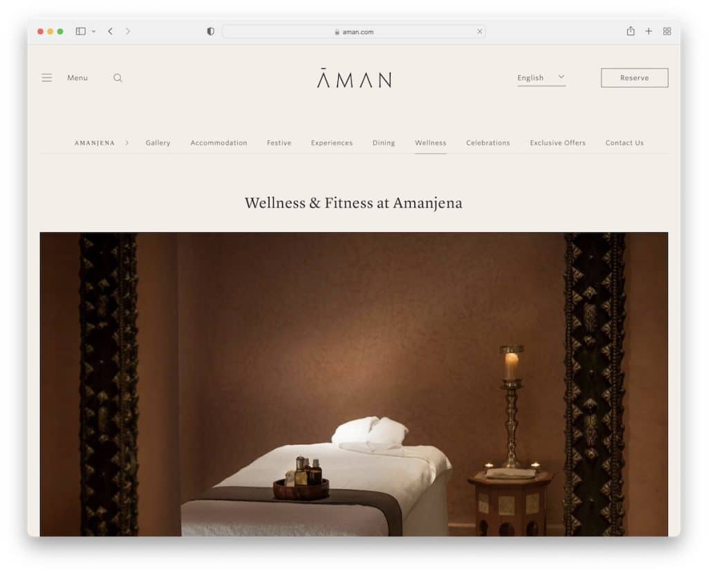 sitio web de spa aman