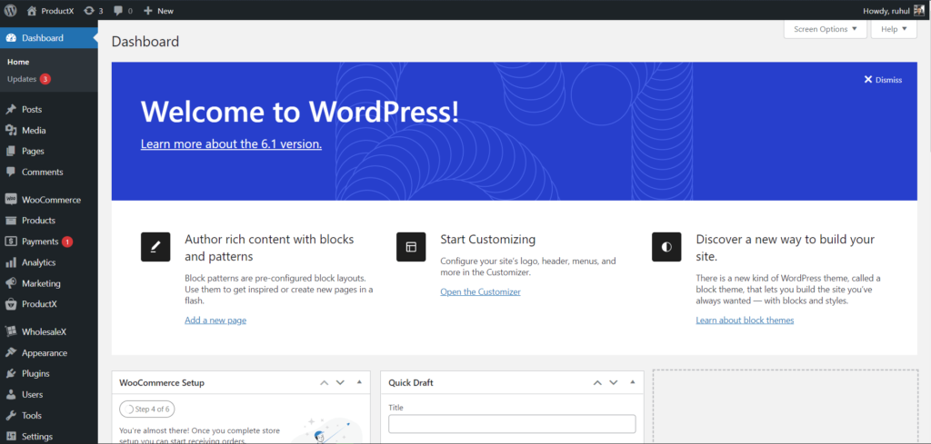 WordPress Dashboard