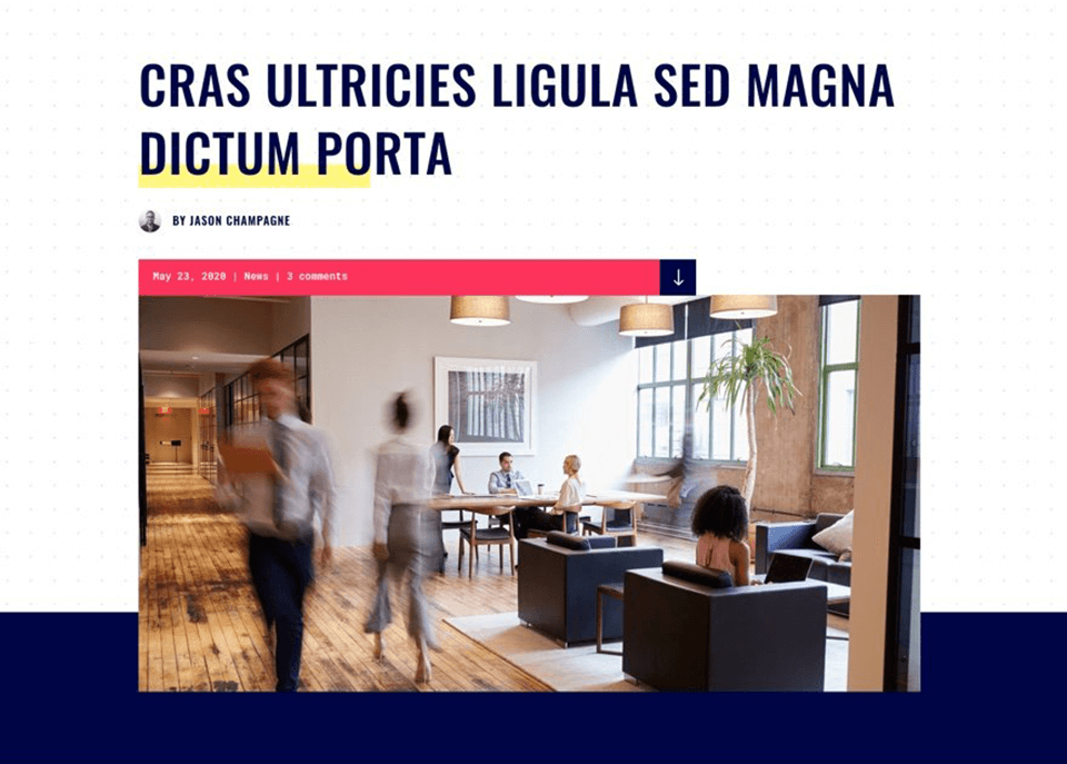 Aspectul inițial al antetului șablonului de postare pe blog Divi Print Shop