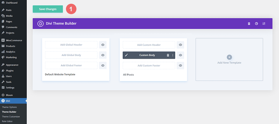 インポートしたブログ記事のレイアウトを Divi Theme Builder 内に保存します