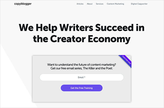 Copyblogger signup form