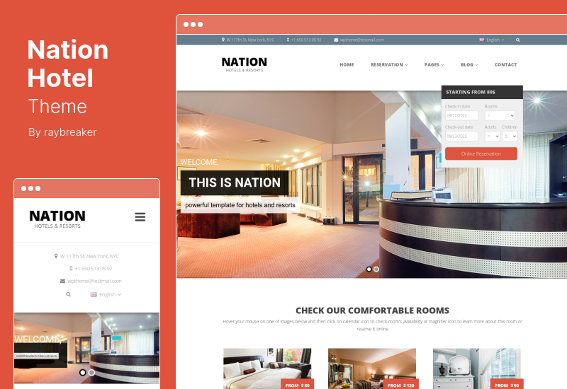 Tema Nation Hotel - Tema WordPress receptivă pentru hotel și stațiuni