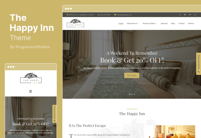 The Happy Inn Theme - Tema WordPress pentru hotel, pensiune și mic dejun