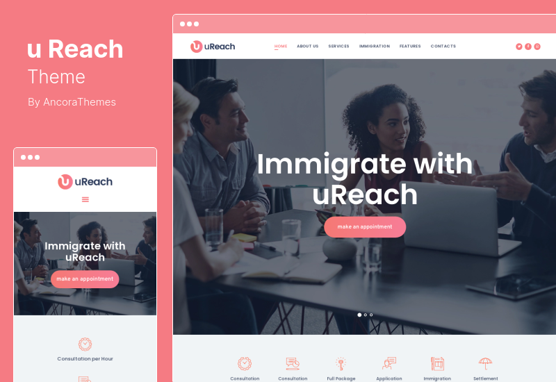 uReach 主题 - 移民和搬迁法律咨询 WordPress 主题