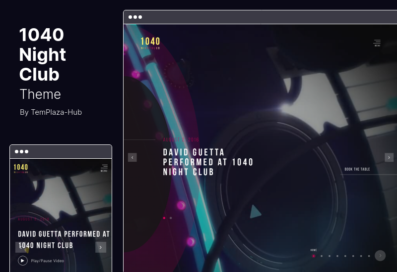 1040 Gece Kulübü Teması - DJ, Müzik Festivali WordPress Teması