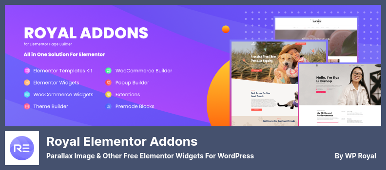 Royal Elementor Eklentileri Eklentisi - Paralaks Görüntüsü ve WordPress için diğer Ücretsiz Elementor Widget'ları