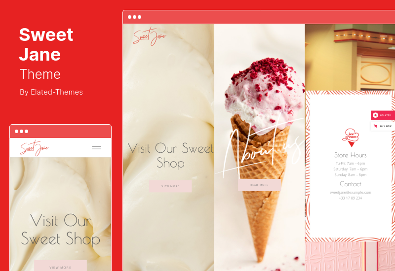 Tema Sweet Jane - Tema WordPress încântătoare pentru Cake Shop