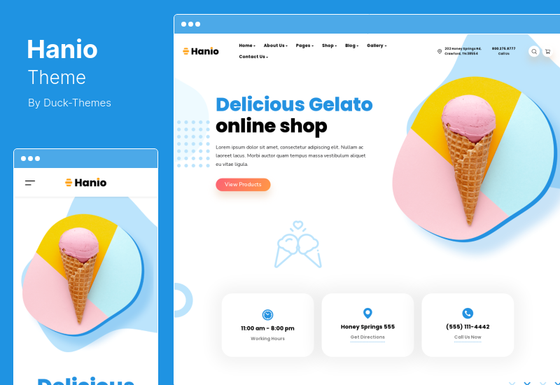 Tema Hanio - Tema WordPress pentru magazinul de miere și dulciuri