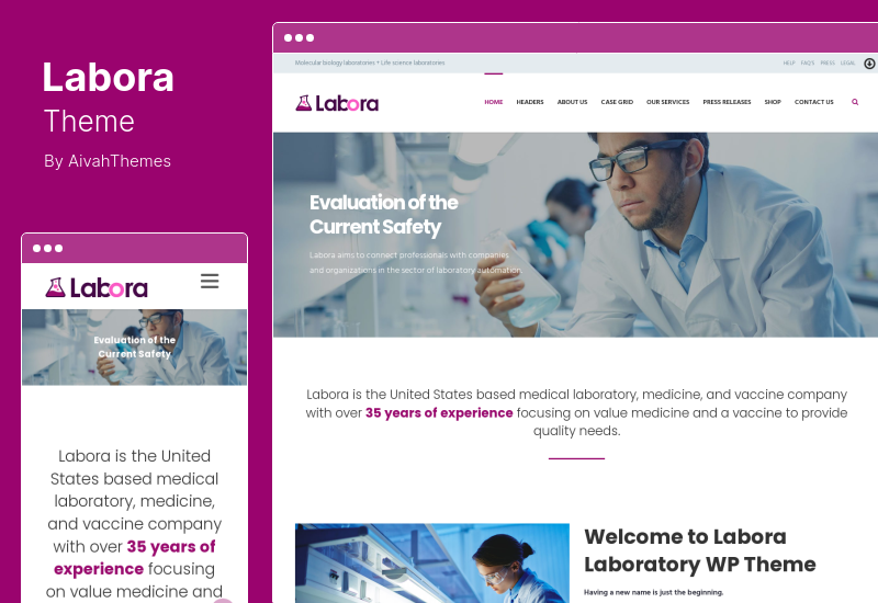 ธีม Labora - ธีม WordPress สำหรับธุรกิจ ห้องปฏิบัติการ และเภสัชกรรม