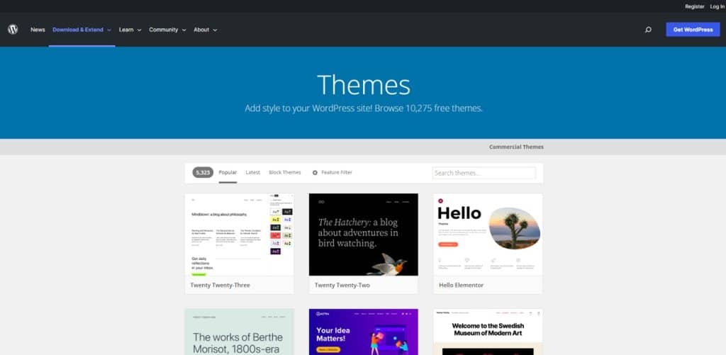 مكتبة ثيمات WordPress