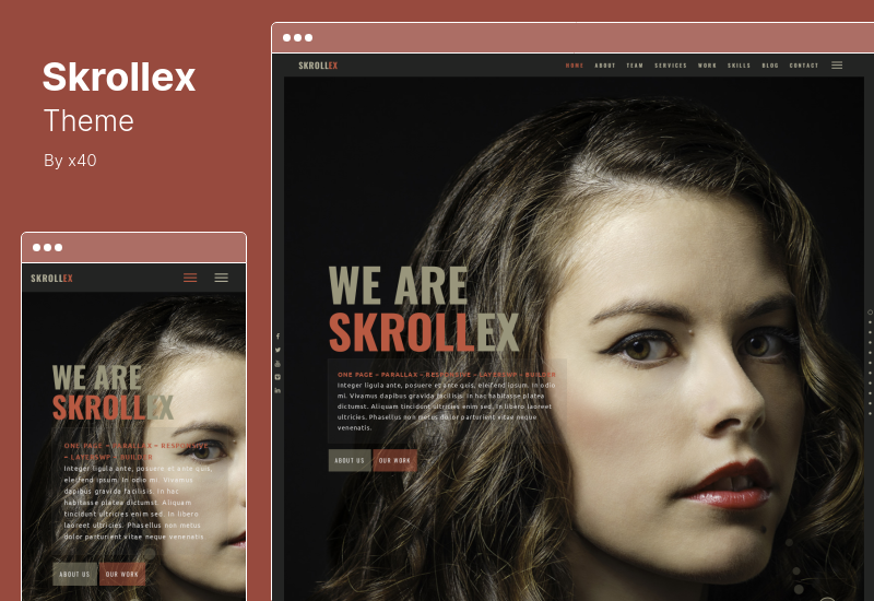 ธีม Skrollex - ธีม WordPress Parallax สร้างสรรค์หนึ่งหน้า