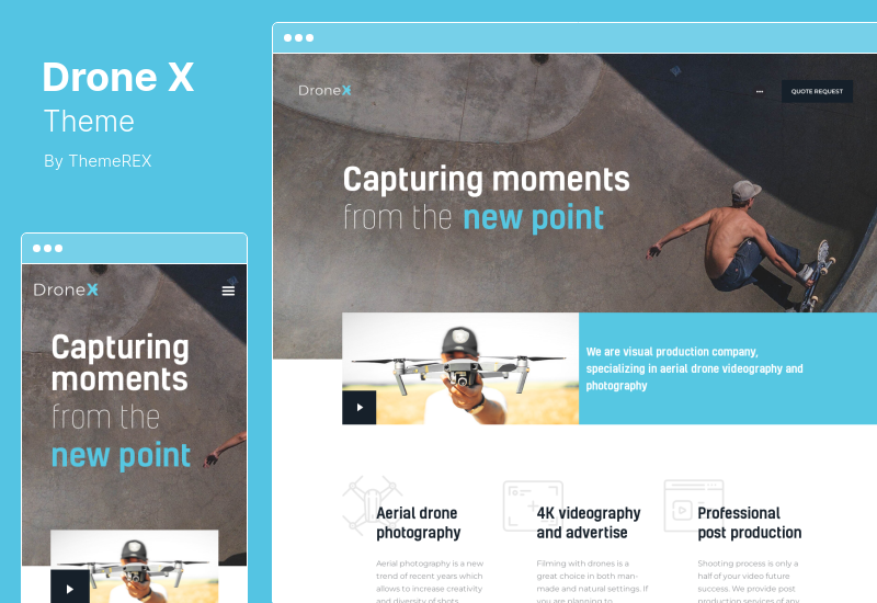 ธีม DroneX - ธีม WordPress ของการถ่ายภาพทางอากาศและวิดีโอ