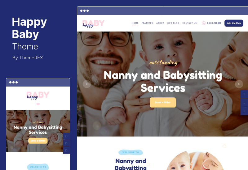 Happy Baby Theme - บริการพี่เลี้ยงเด็ก & ธีม WordPress สำหรับเด็ก