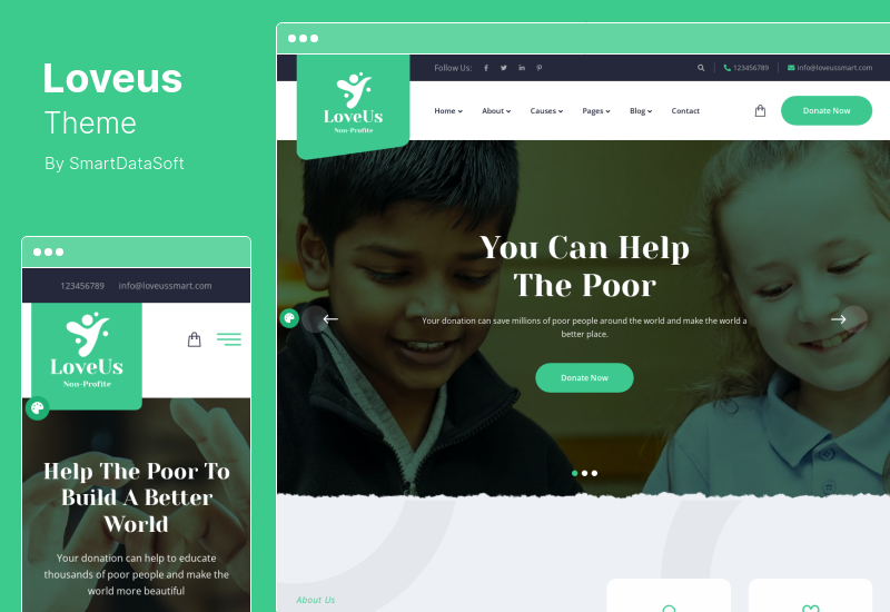 Loveus Theme - ธีม WordPress การกุศลที่ไม่แสวงหากำไร