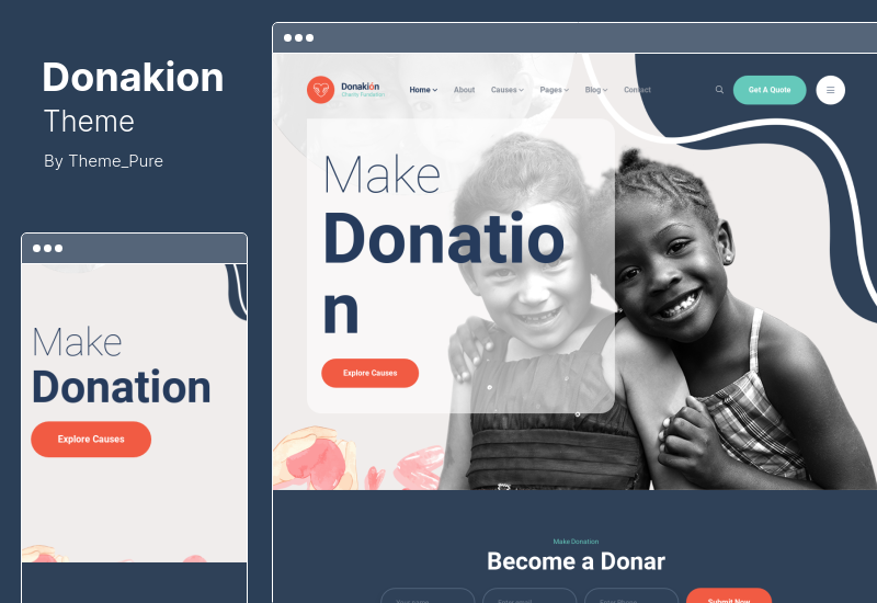 ธีม Donakion - ธีม WordPress การระดมทุนและมูลนิธิเพื่อการกุศล