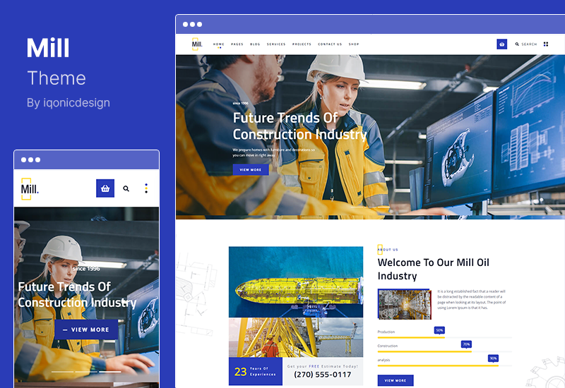 Mill テーマ - Industry Engineering Factory WordPress テーマ
