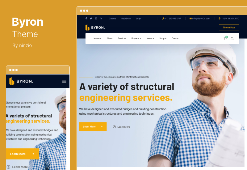 Byron テーマ - 建設とエンジニアリングの WordPress テーマ