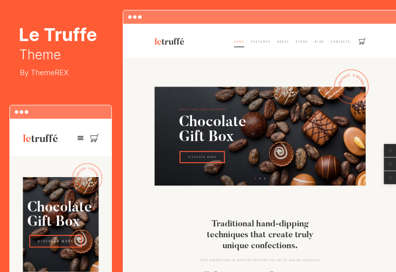 ธีม Le Truffe - ธีม WordPress ของร้านขนมช็อกโกแลตและขนมหวาน