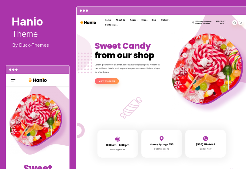 Hanio Theme - ธีม WordPress ของ Honey & Sweets Store