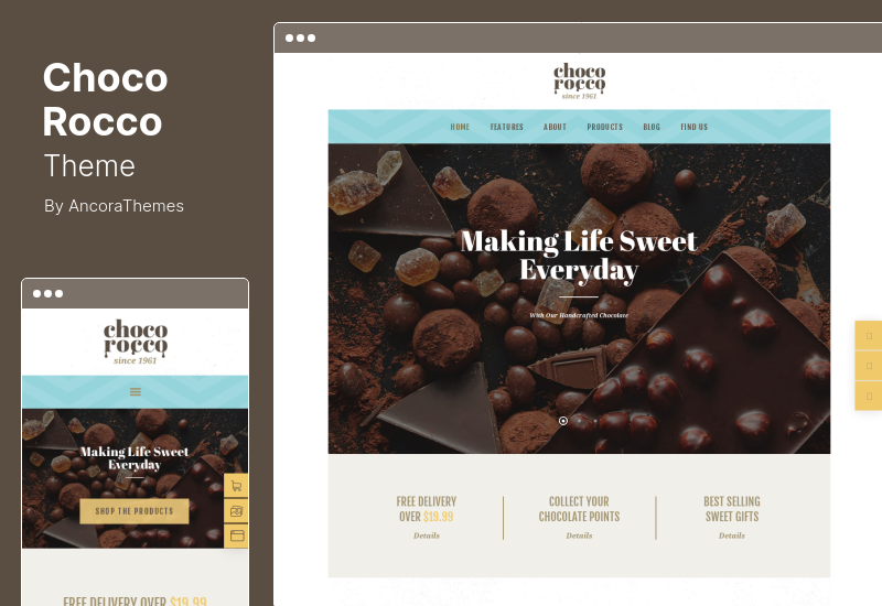 ธีม ChocoRocco - ธีม WordPress ของร้านขนมหวานและขนมช็อกโกแลต