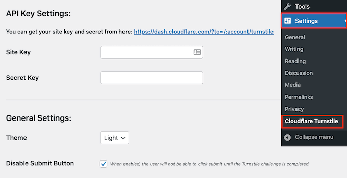 การเพิ่มรหัสไซต์และรหัสลับไปยังเว็บไซต์ WordPress