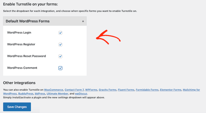 เปิดใช้งาน CAPTCHA ของ Cloudflare Turnstile สำหรับแบบฟอร์ม WordPress