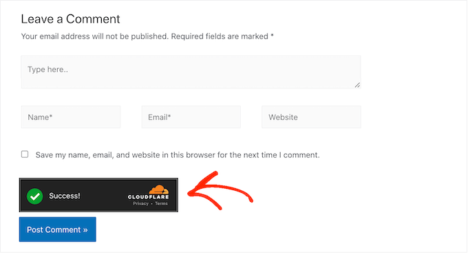 CAPTCHA ของ Cloudflare Turnstile ที่มีธีมสีเข้ม