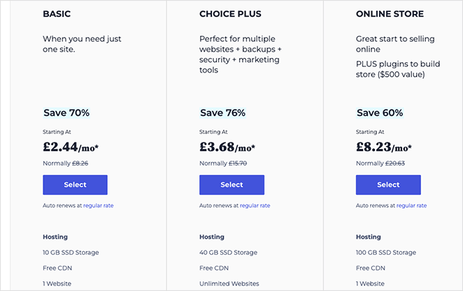 Bluehost pricing