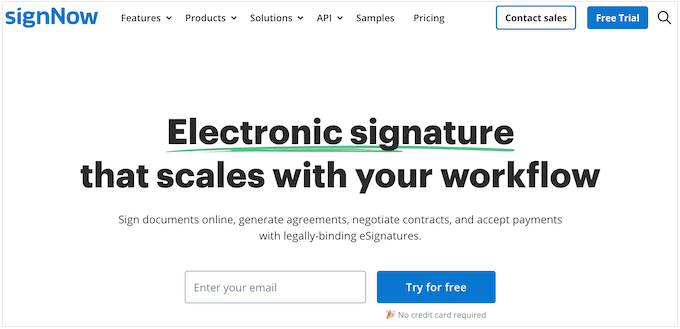 O software de assinatura signNow