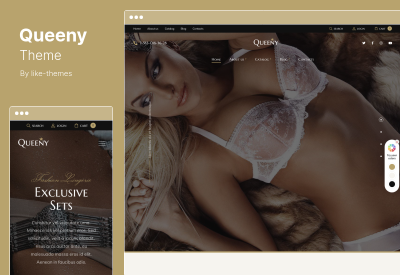 ธีม Queeny - ธีม WordPress ชุดชั้นในแฟชั่น