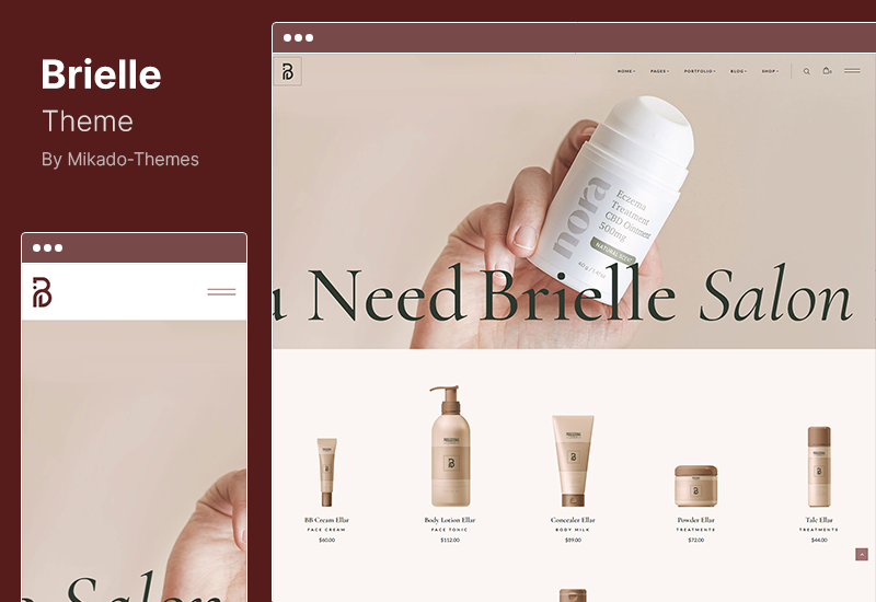 Brielle Theme - ธีมร้านเสริมสวยและเครื่องสำอาง WordPress