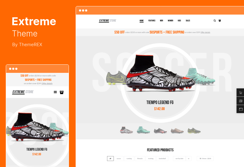Extreme Theme - 運動服裝和設備商店 WordPress 主題