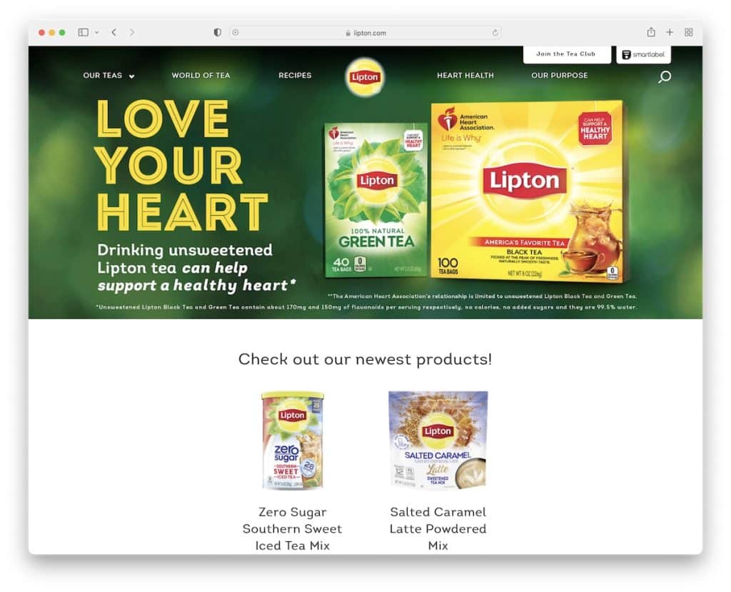 lipton design de site ruim