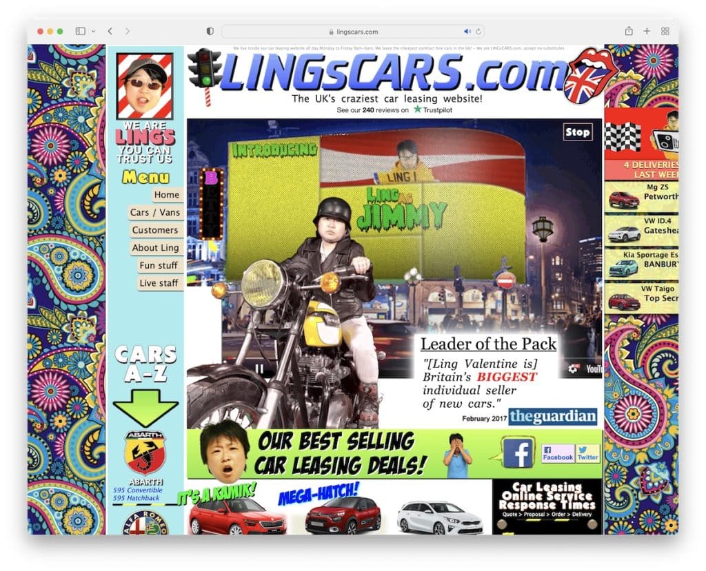 lings cars mauvaise conception de site Web