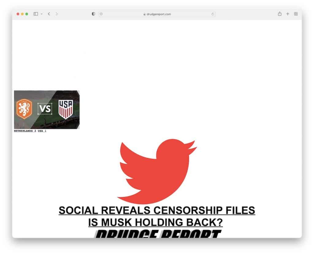 drudge report design defectuos al site-ului