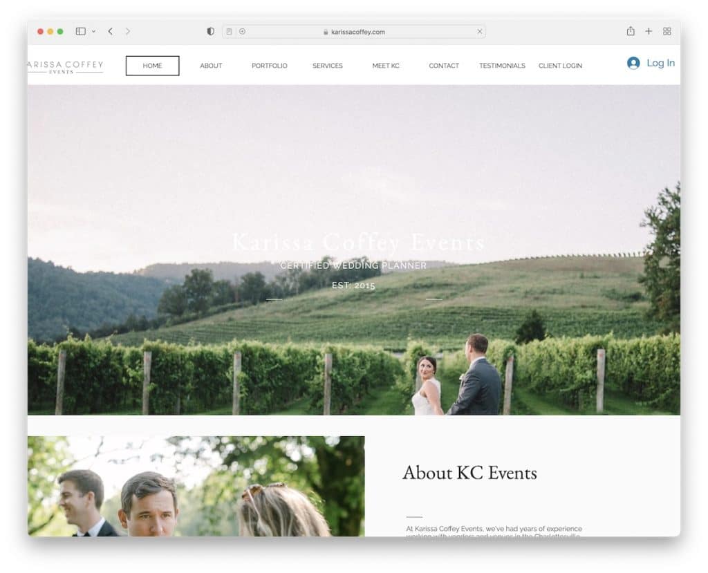 sitio web de bodas kc events