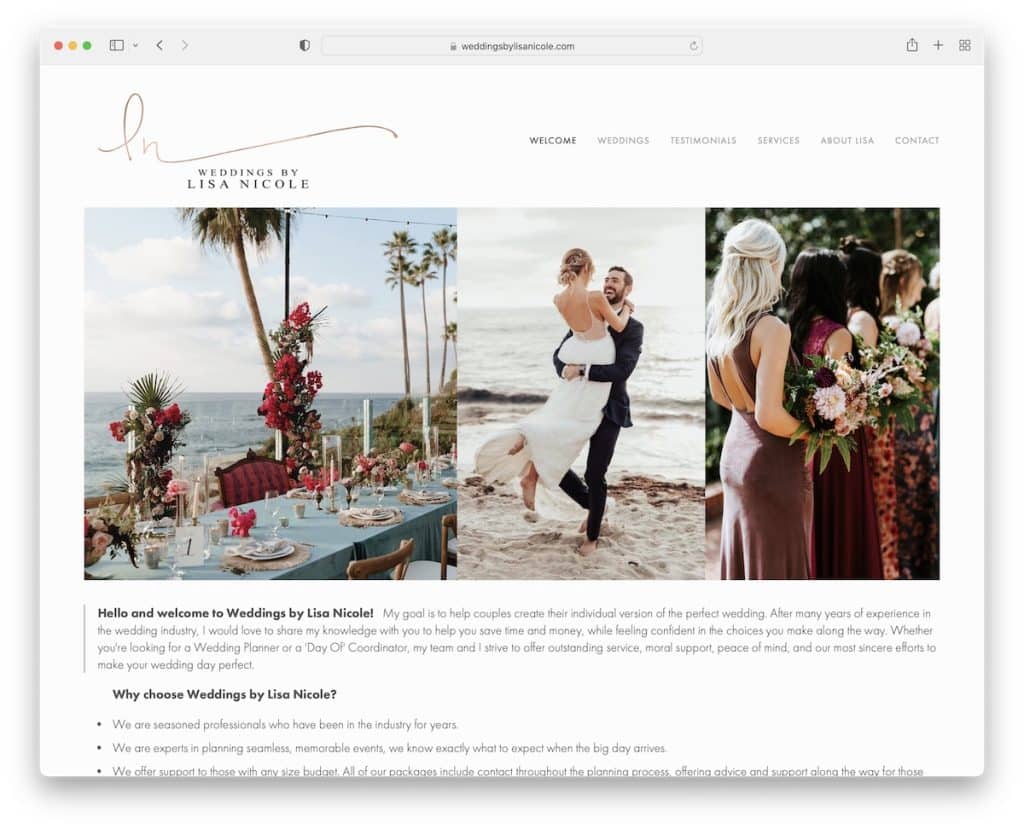 bodas por lisa nicole servicio sitio web