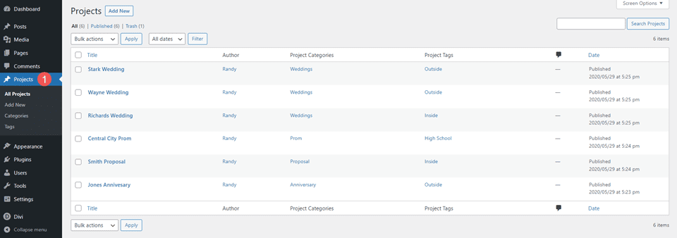 Configurazione di progetti WordPress