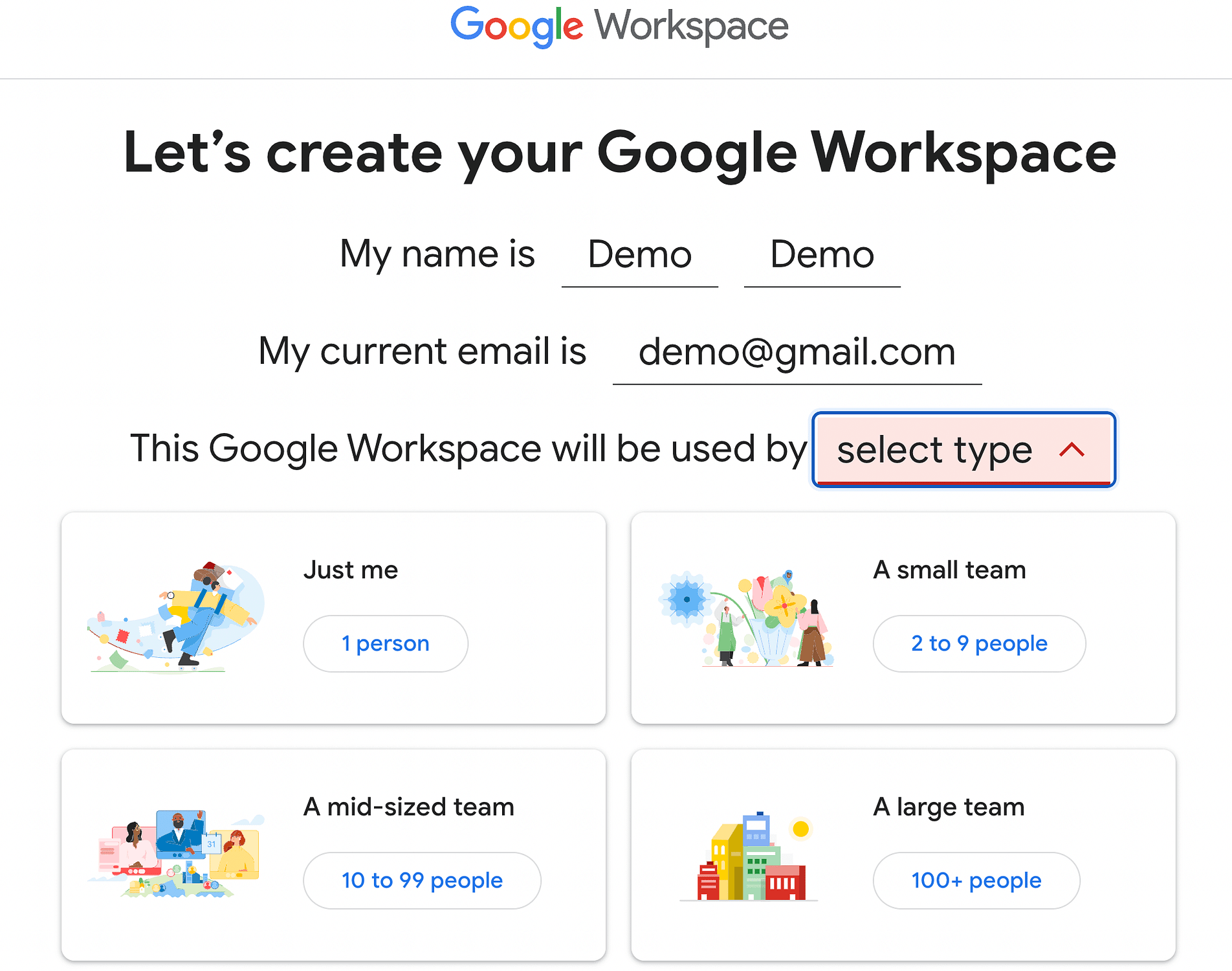 Google Workspace 계정을 사용할 사용자를 선택하세요.