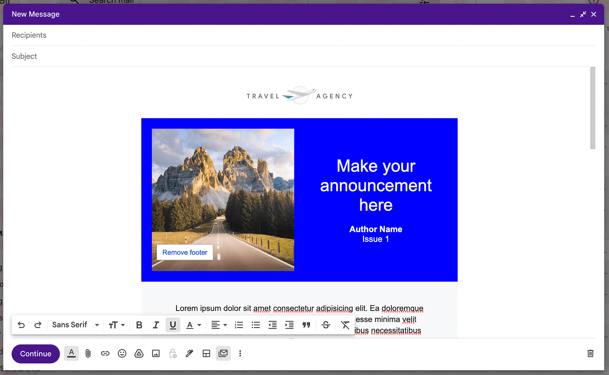 Previzualizarea unui e-mail în masă în gmail.