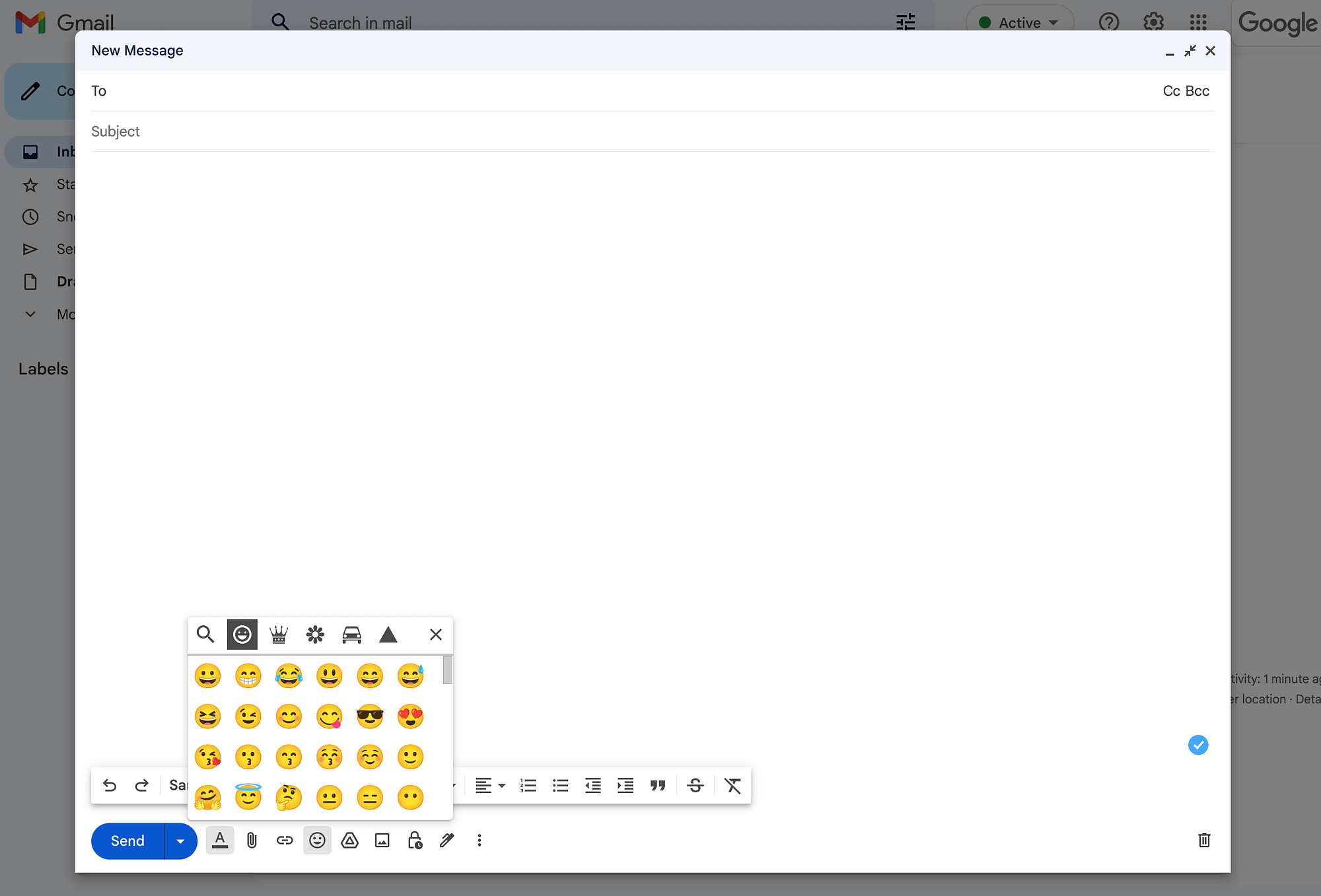 Adicione emojis a um e-mail em massa no Gmail.