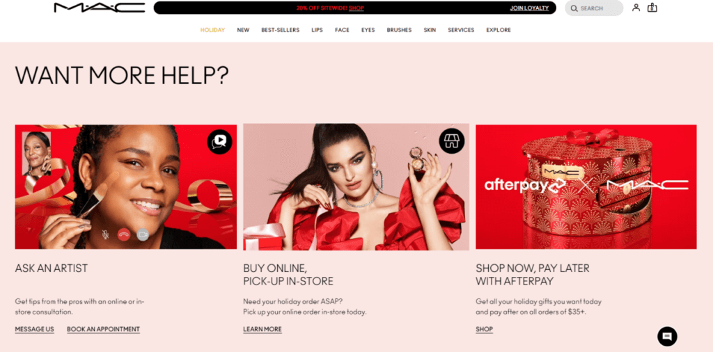 E-Commerce-Store-Seite von mac Cosmetics