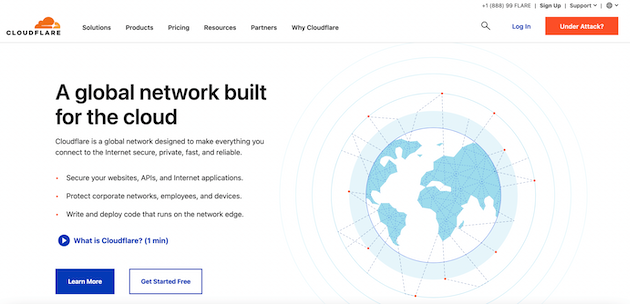 Cloudflare 主頁。