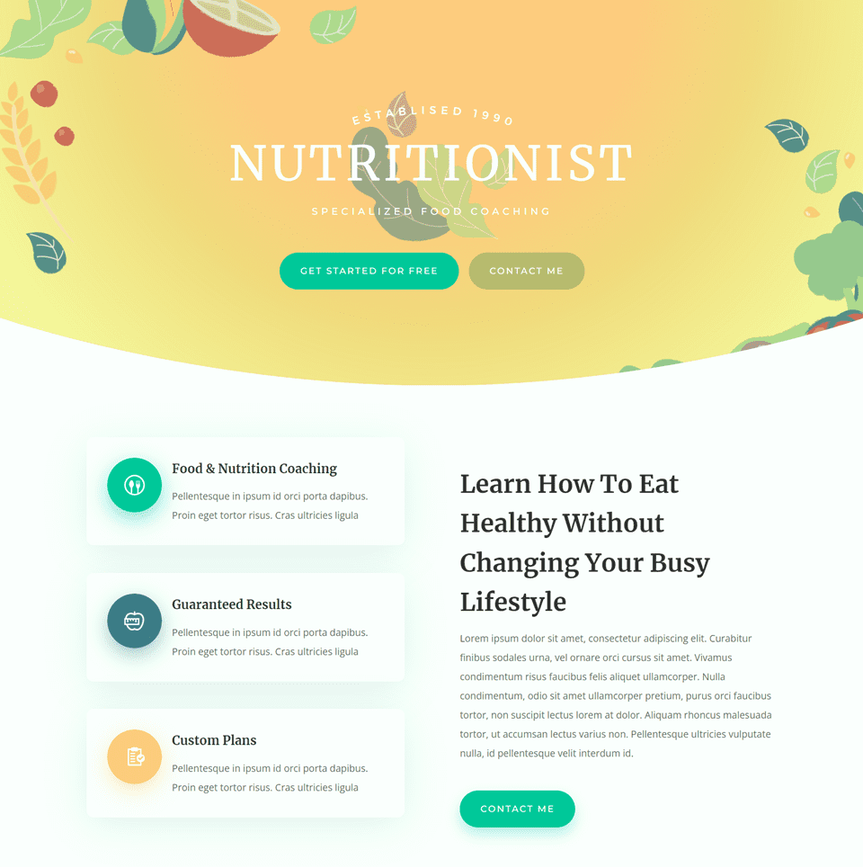 Divi Fullwidth Header متدرج تخطيط الخلفية 2 تصميم كامل