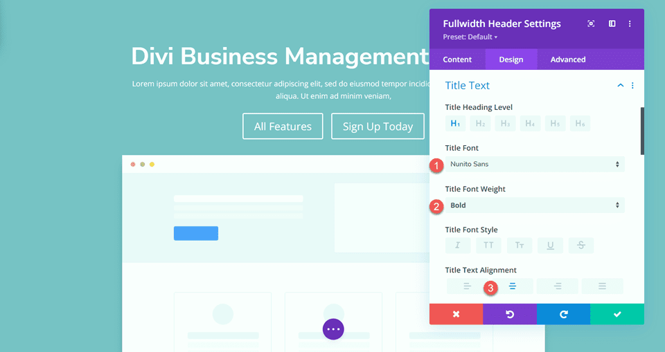 Divi 全角標題漸變背景佈局 3 標題字體